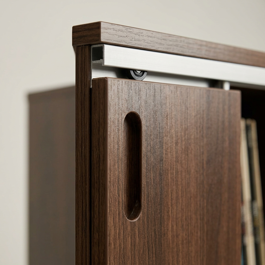 Quenzia Sliding Door Record Storage Cabinet with Adjustable Shelves - Image 2