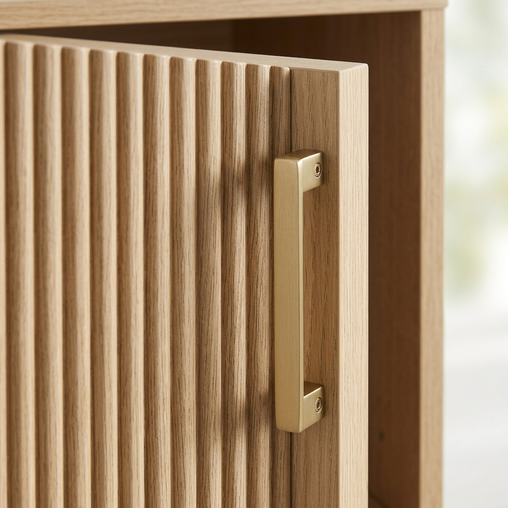 Quenzia 2-Door Fluted Storage Cabinet with Adjustable Shelf - Image 2