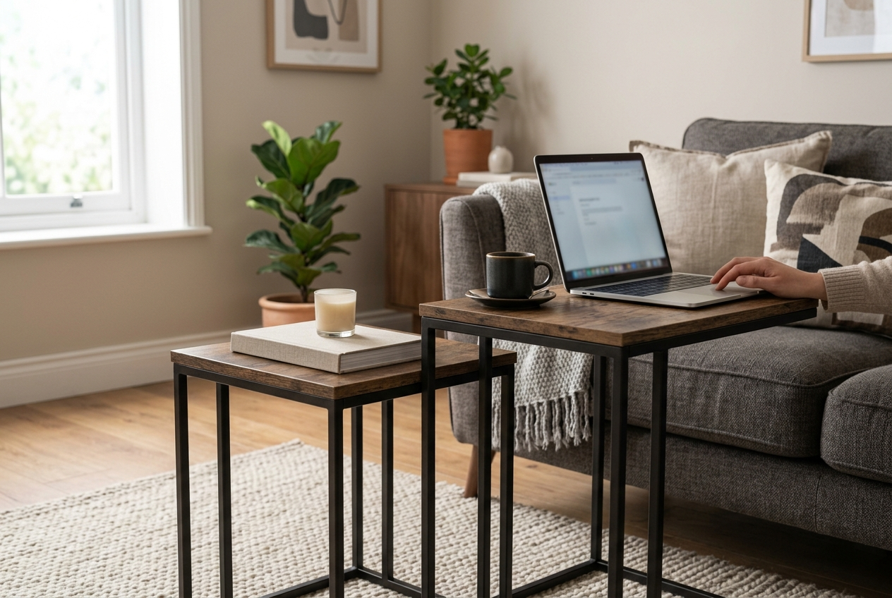 Quenzia Nesting C-Table Set of 2 for Sofa and Bedside Use - Image 3