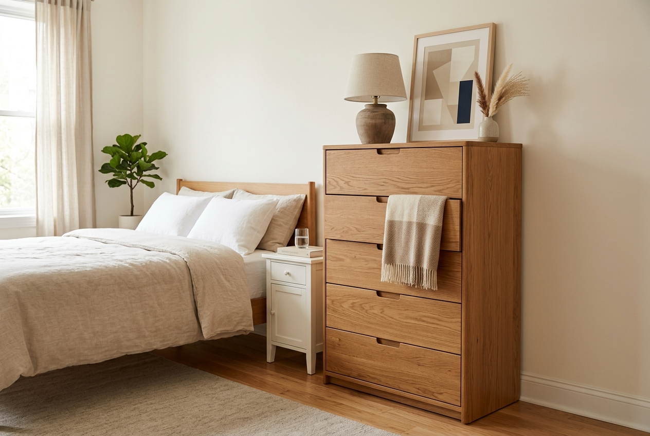 Quenzia 5-Drawer Tall Chest of Drawers for Bedroom Storage - Image 3