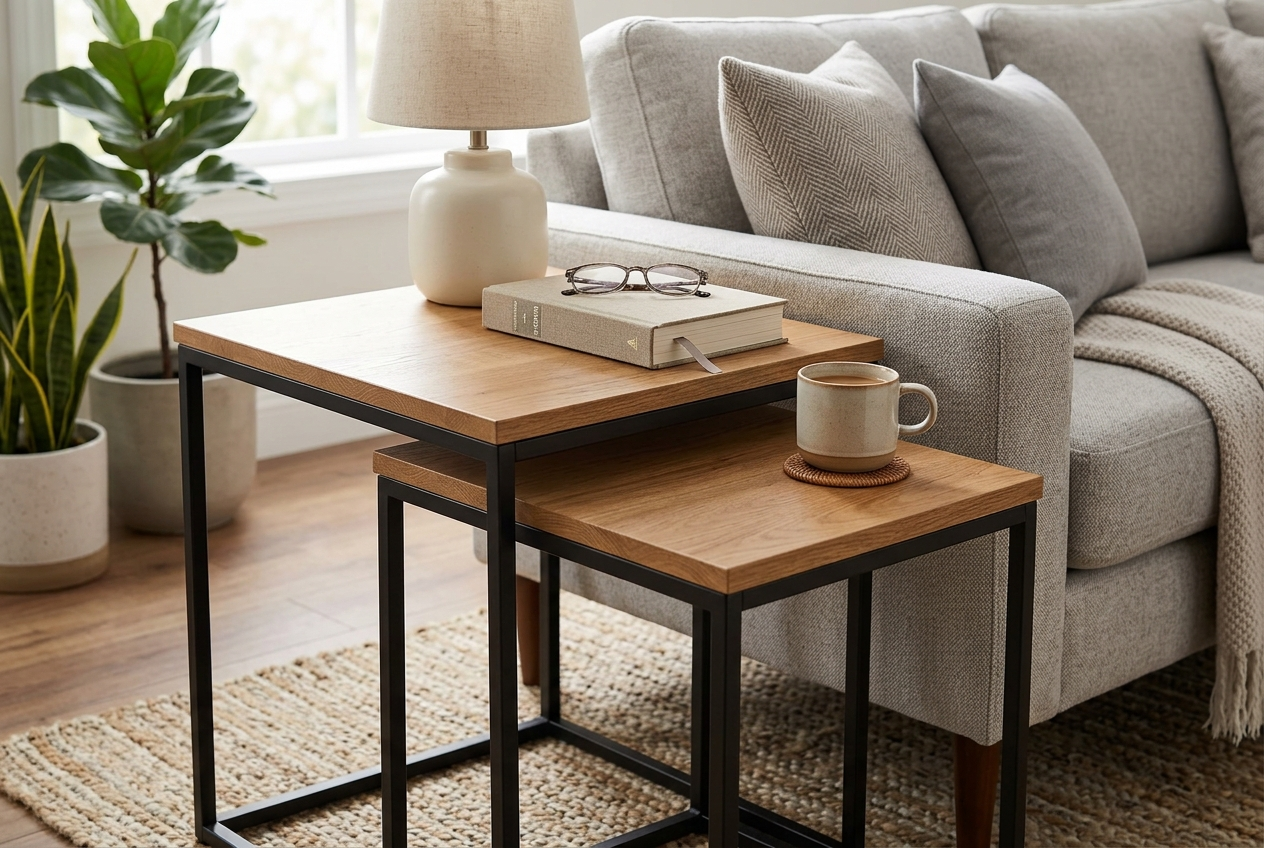 Quenzia Rectangular Nesting End Tables Set of 2 for Living Room - Image 3