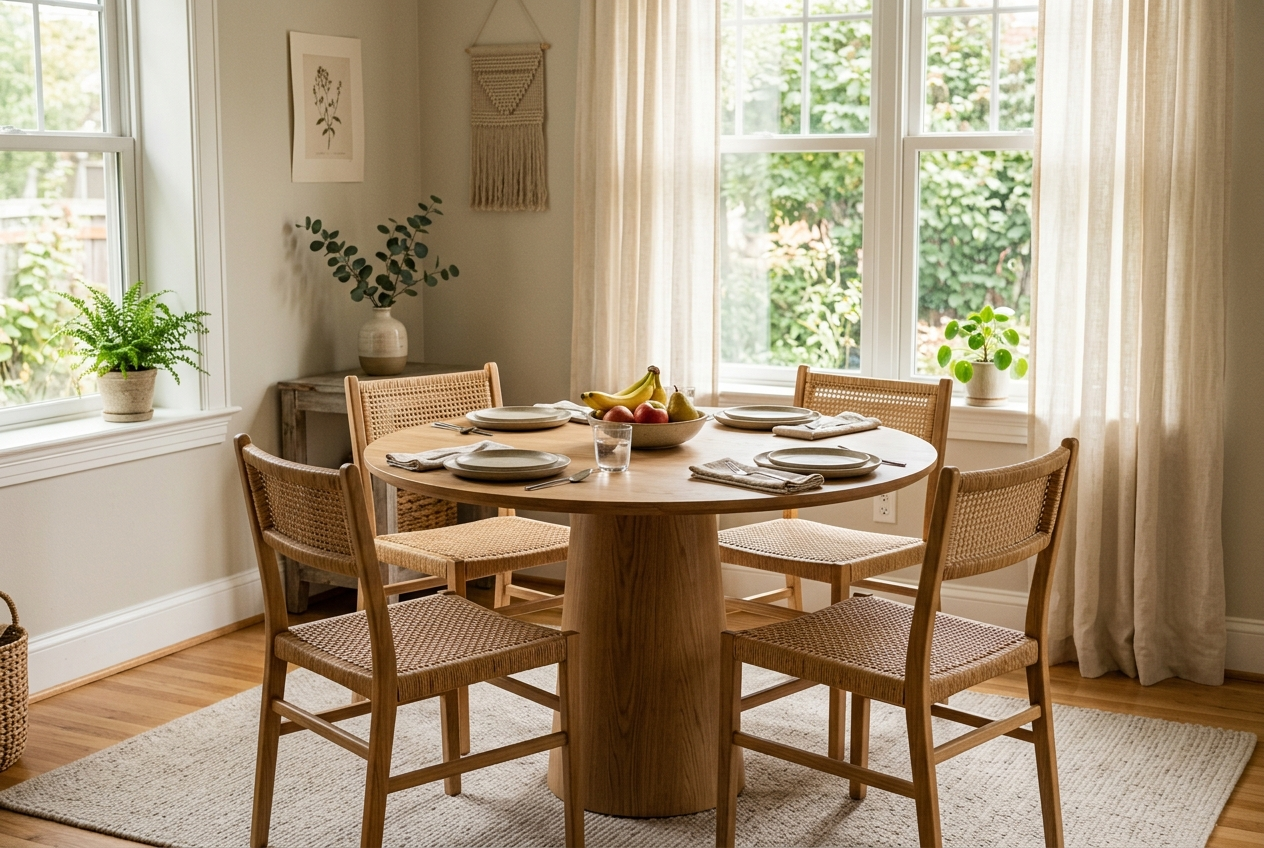 Quenzia Round Pedestal Dining Table for 4 - Image 3