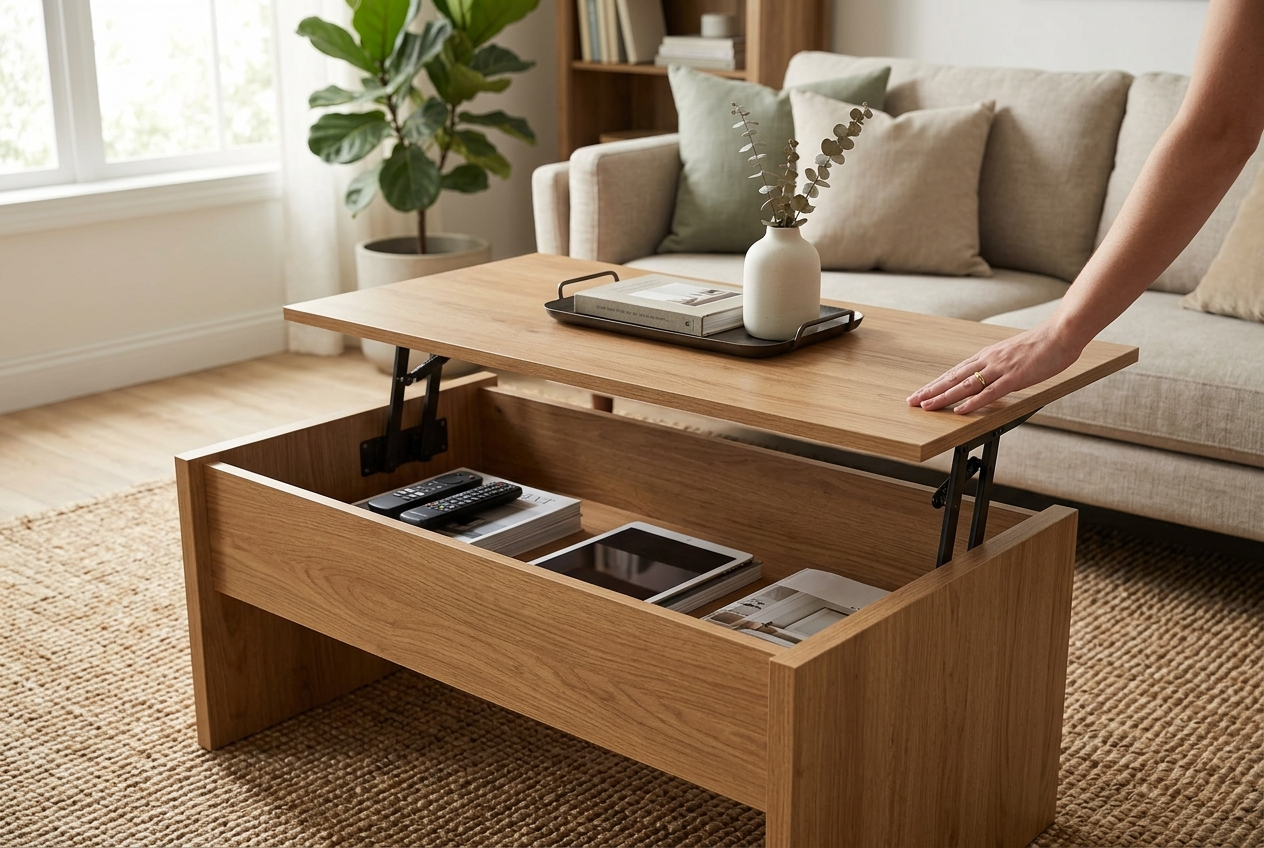 Quenzia Lift-Top Storage Coffee Table with Hidden Compartment - Image 3