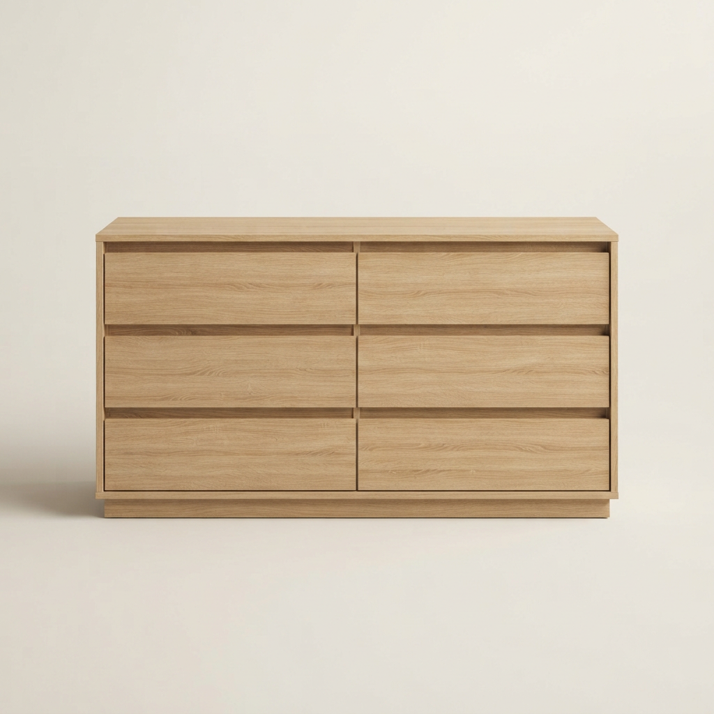 Quenzia 6-Drawer Double Dresser with Wide Storage Top