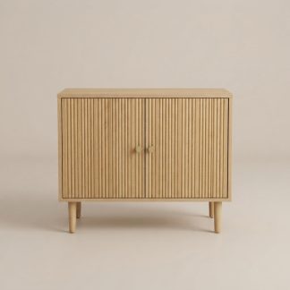 Quenzia 2-Door Fluted Storage Cabinet with Adjustable Shelf