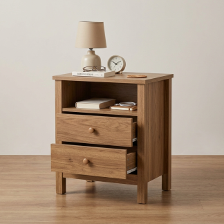 Quenzia 2-Drawer Nightstand with Open Cubby Shelf
