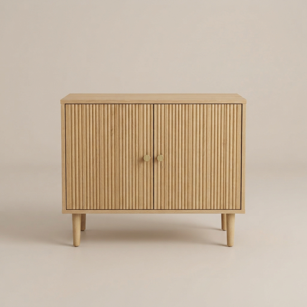 Quenzia 2-Door Fluted Storage Cabinet with Adjustable Shelf