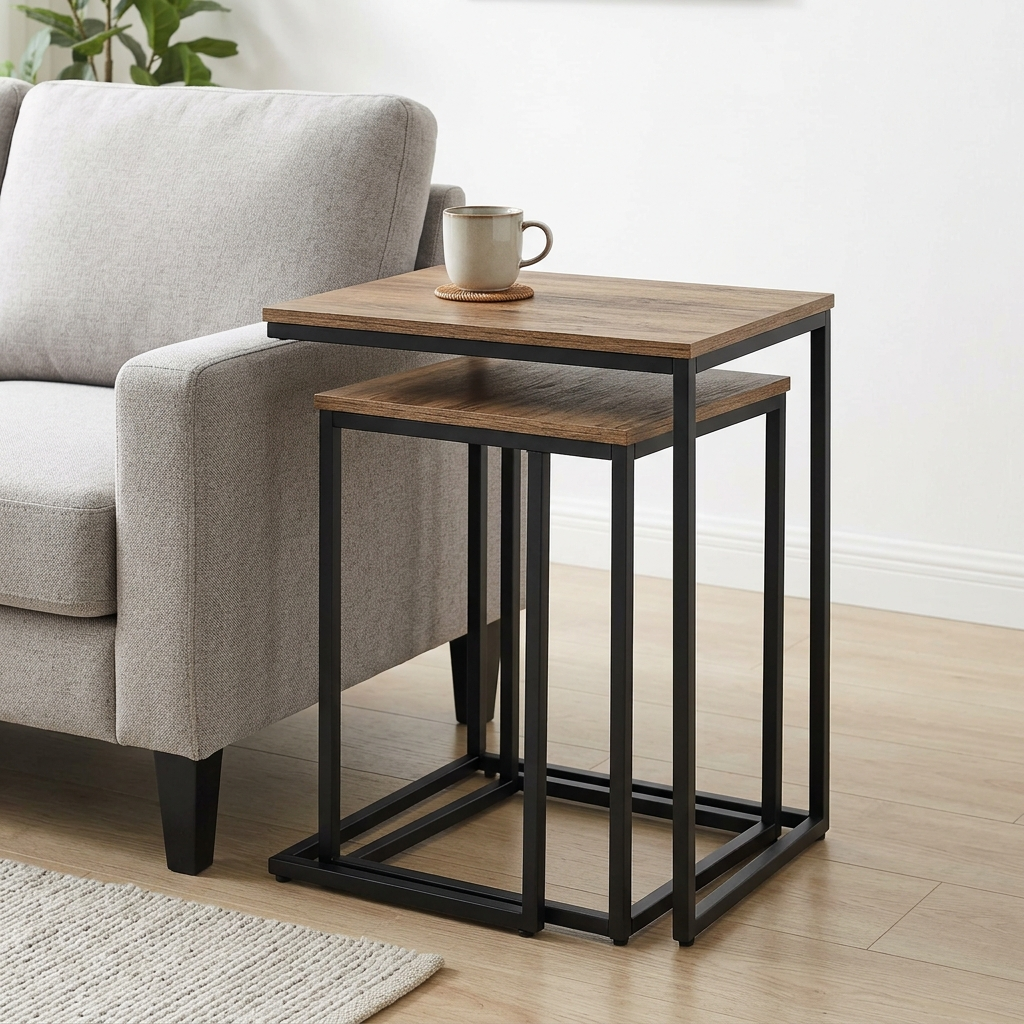 Quenzia Nesting C-Table Set of 2 for Sofa and Bedside Use - Image 4