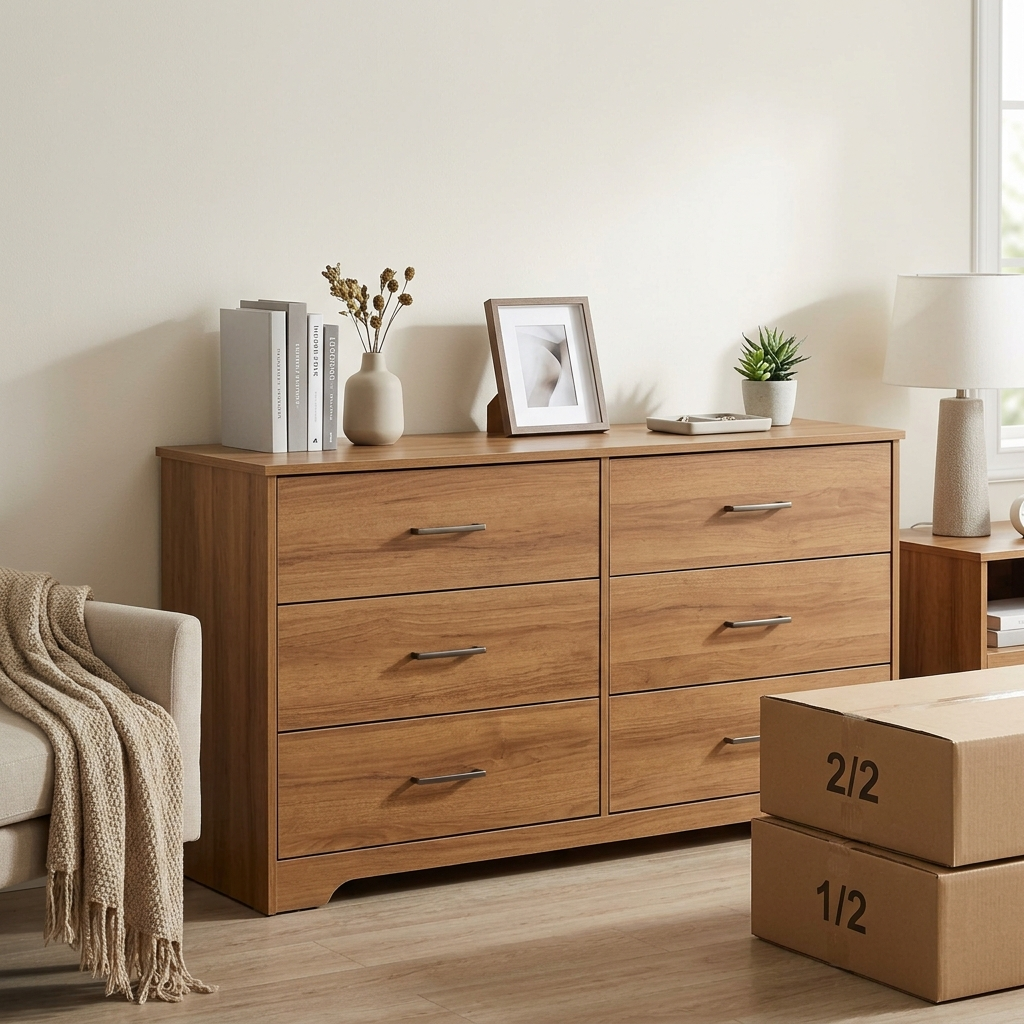 Quenzia 6-Drawer Double Dresser with Wide Storage Top - Image 4