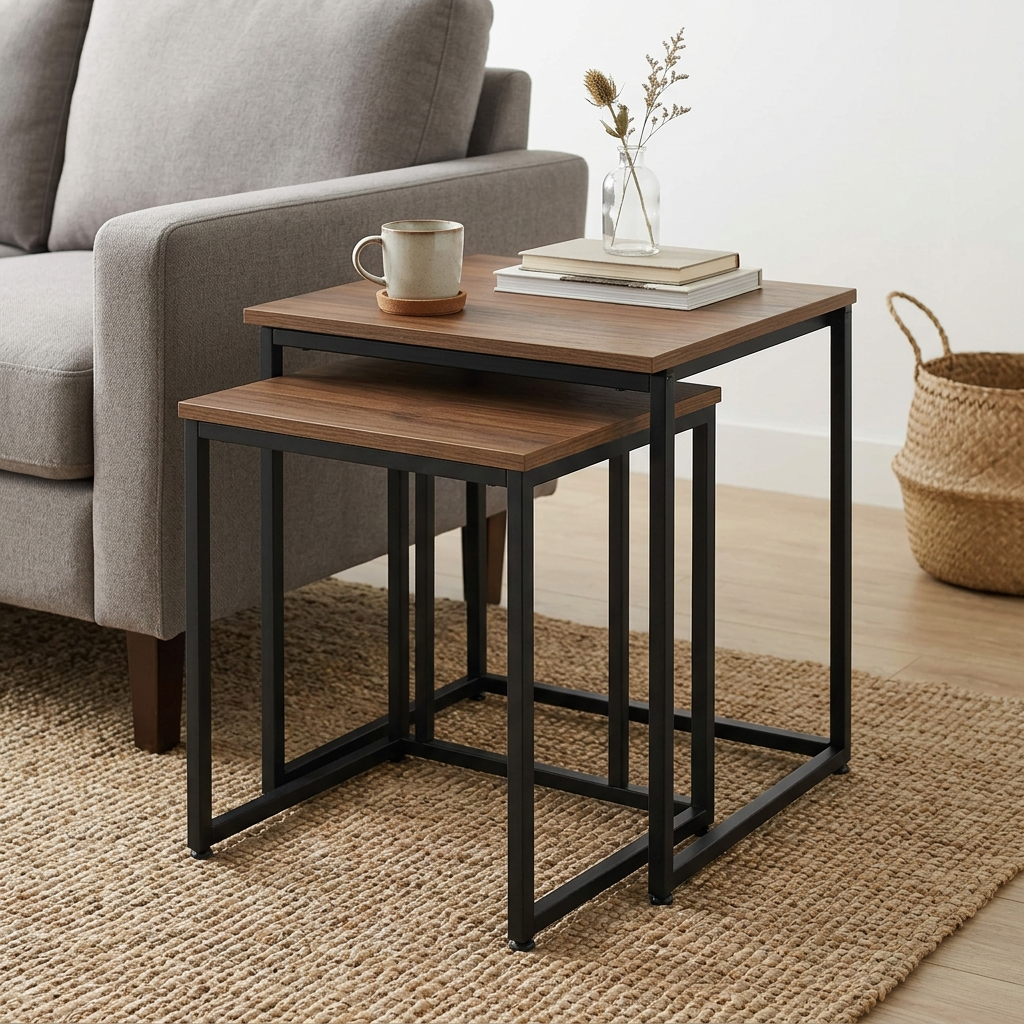 Quenzia Rectangular Nesting End Tables Set of 2 for Living Room - Image 4