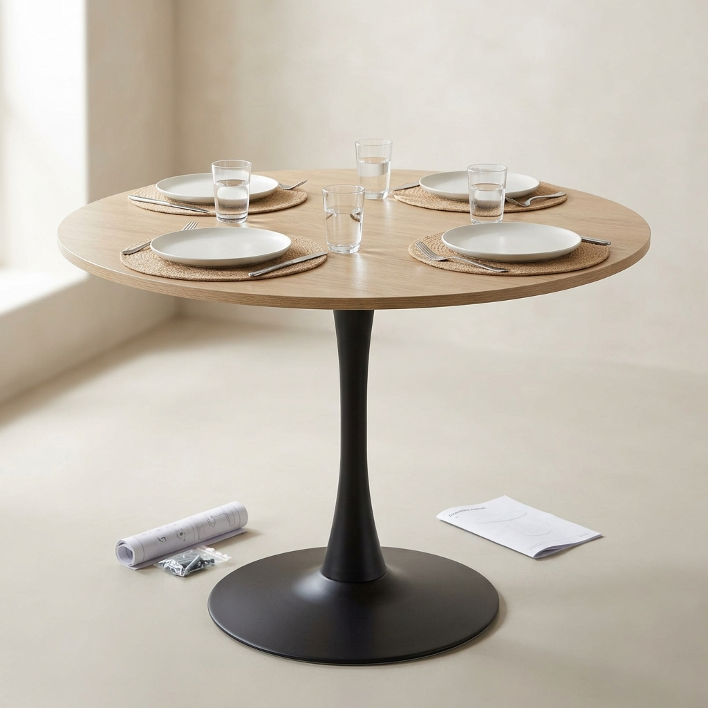 Quenzia Round Pedestal Dining Table for 4 - Image 4